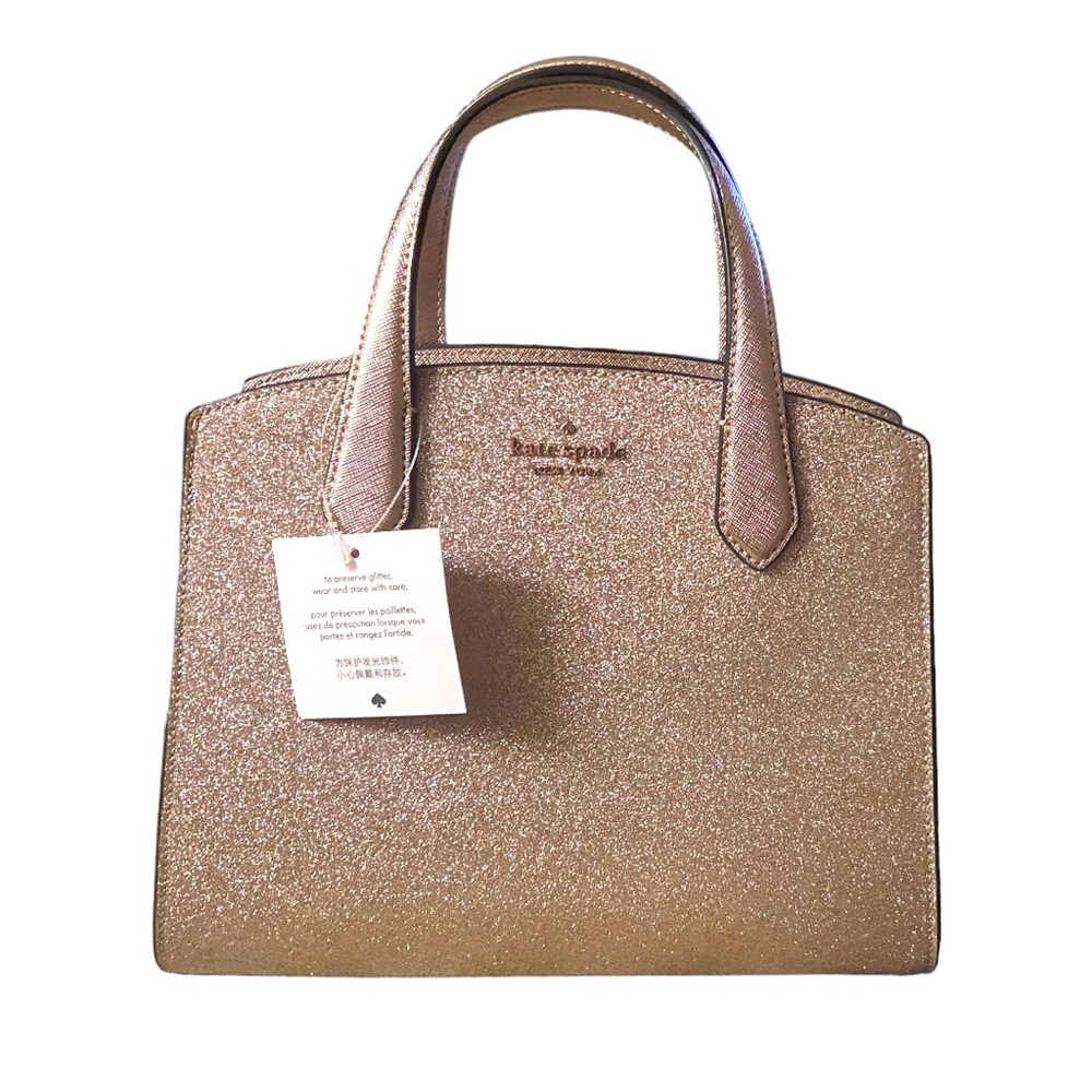 Kate Spade ♠️ Rose Gold Glitter Tinsel Satchel - Picture 1 of 5